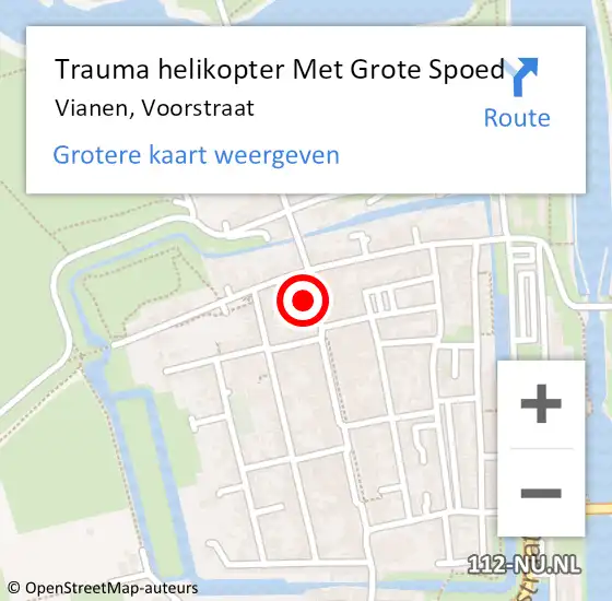 Locatie op kaart van de 112 melding: Trauma helikopter Met Grote Spoed Naar Vianen, Voorstraat op 17 maart 2022 00:00