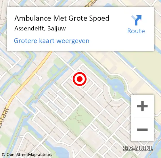 Locatie op kaart van de 112 melding: Ambulance Met Grote Spoed Naar Assendelft, Baljuw op 17 maart 2022 00:05