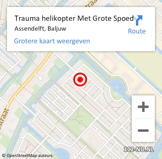 Locatie op kaart van de 112 melding: Trauma helikopter Met Grote Spoed Naar Assendelft, Baljuw op 17 maart 2022 00:05