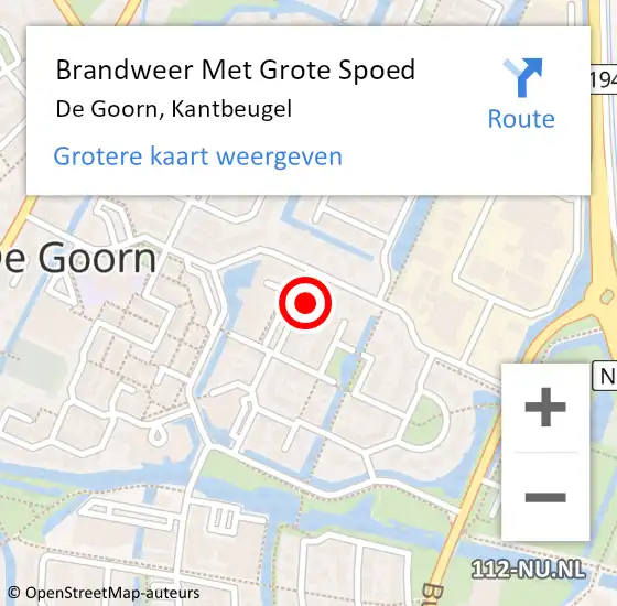 Locatie op kaart van de 112 melding: Brandweer Met Grote Spoed Naar De Goorn, Kantbeugel op 17 maart 2022 00:22