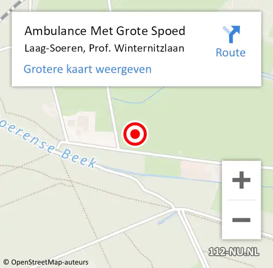 Locatie op kaart van de 112 melding: Ambulance Met Grote Spoed Naar Laag-Soeren, Prof. Winternitzlaan op 17 maart 2022 00:45
