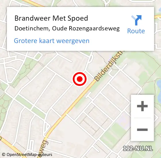 Locatie op kaart van de 112 melding: Brandweer Met Spoed Naar Doetinchem, Oude Rozengaardseweg op 17 maart 2022 01:06