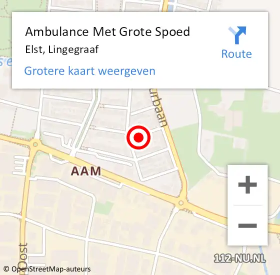 Locatie op kaart van de 112 melding: Ambulance Met Grote Spoed Naar Elst, Lingegraaf op 17 maart 2022 02:23