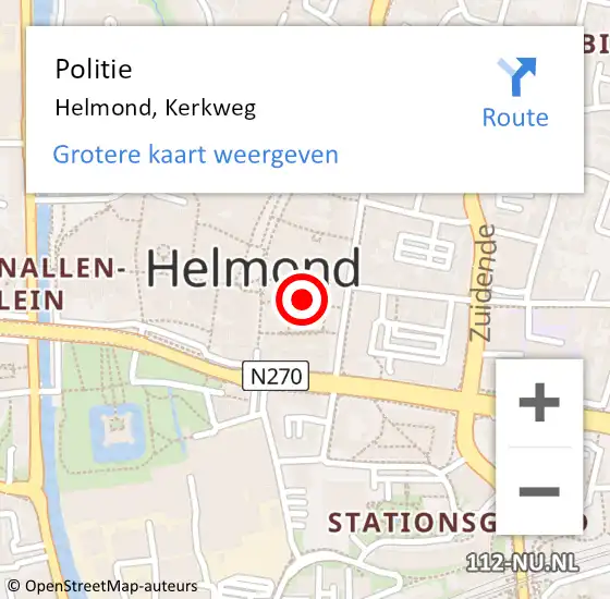 Locatie op kaart van de 112 melding: Politie Helmond, Kerkweg op 17 maart 2022 02:29