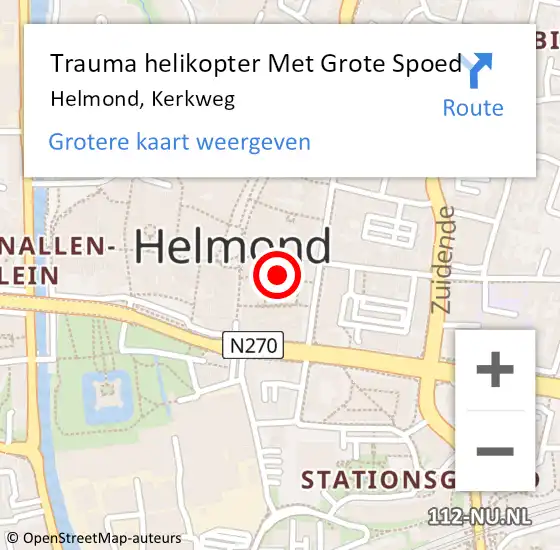 Locatie op kaart van de 112 melding: Trauma helikopter Met Grote Spoed Naar Helmond, Kerkweg op 17 maart 2022 02:30