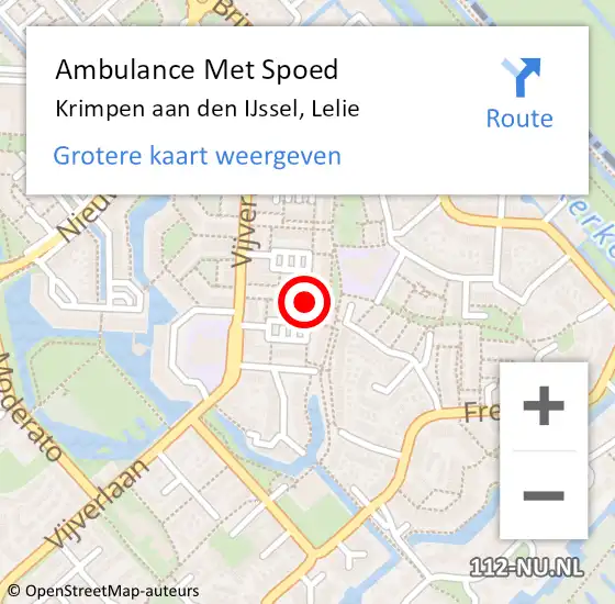 Locatie op kaart van de 112 melding: Ambulance Met Spoed Naar Krimpen aan den IJssel, Lelie op 17 maart 2022 03:03