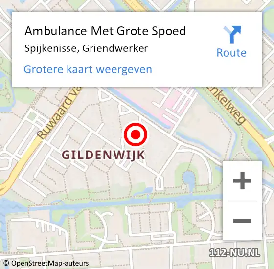 Locatie op kaart van de 112 melding: Ambulance Met Grote Spoed Naar Spijkenisse, Griendwerker op 17 maart 2022 04:25