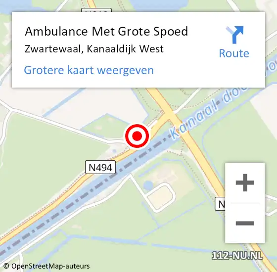 Locatie op kaart van de 112 melding: Ambulance Met Grote Spoed Naar Zwartewaal, Kanaaldijk West op 17 maart 2022 05:11