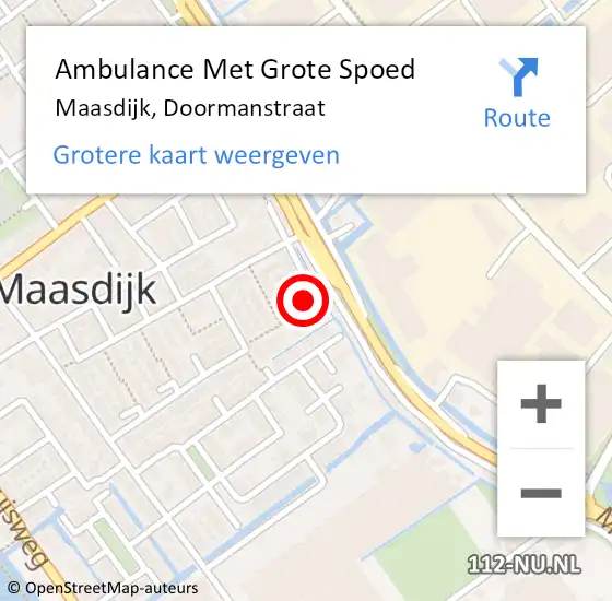 Locatie op kaart van de 112 melding: Ambulance Met Grote Spoed Naar Maasdijk, Doormanstraat op 17 maart 2022 05:47