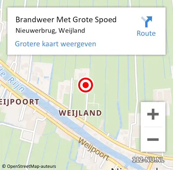 Locatie op kaart van de 112 melding: Brandweer Met Grote Spoed Naar Nieuwerbrug, Weijland op 17 maart 2022 06:31