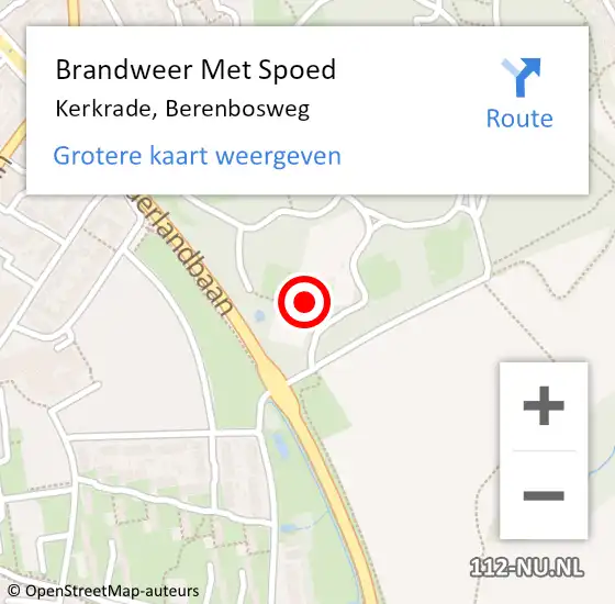 Locatie op kaart van de 112 melding: Brandweer Met Spoed Naar Kerkrade, Berenbosweg op 17 maart 2022 06:44