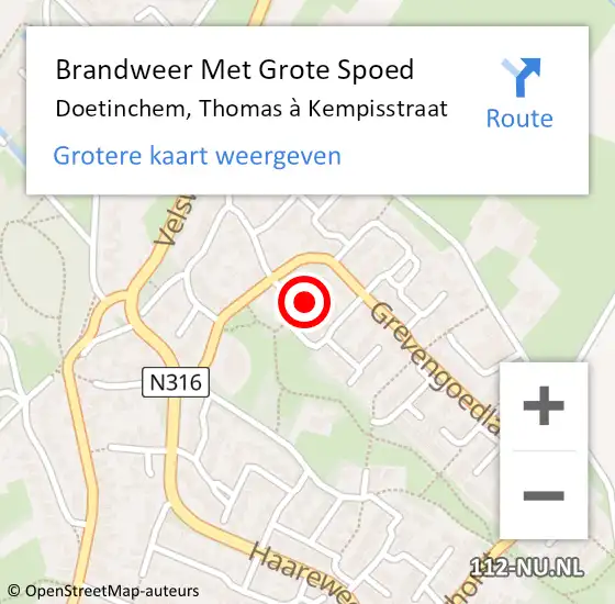 Locatie op kaart van de 112 melding: Brandweer Met Grote Spoed Naar Doetinchem, Thomas à Kempisstraat op 17 maart 2022 07:15