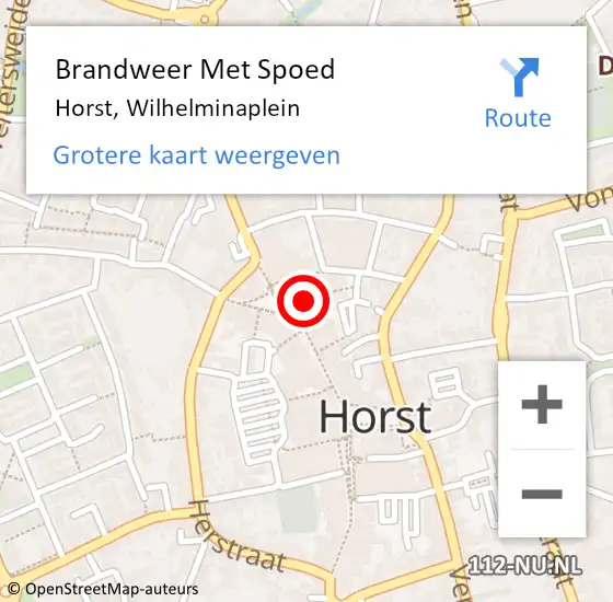 Locatie op kaart van de 112 melding: Brandweer Met Spoed Naar Horst, Wilhelminaplein op 17 maart 2022 07:35