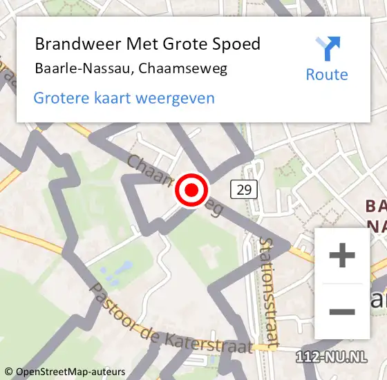 Locatie op kaart van de 112 melding: Brandweer Met Grote Spoed Naar Baarle-Nassau, Chaamseweg op 17 maart 2022 07:42