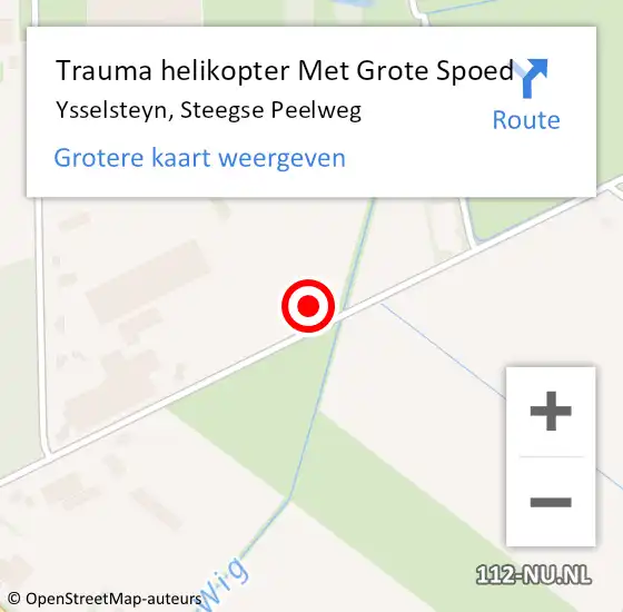 Locatie op kaart van de 112 melding: Trauma helikopter Met Grote Spoed Naar Ysselsteyn, Steegse Peelweg op 17 maart 2022 07:53