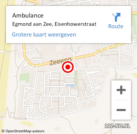 Locatie op kaart van de 112 melding: Ambulance Egmond aan Zee, Eisenhowerstraat op 17 maart 2022 08:19