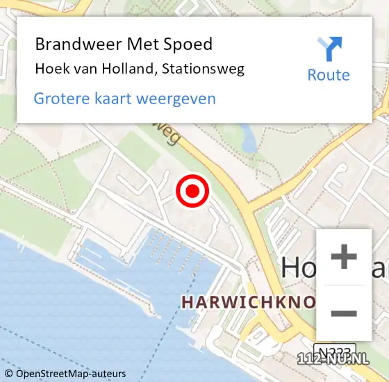 Locatie op kaart van de 112 melding: Brandweer Met Spoed Naar Hoek van Holland, Stationsweg op 17 maart 2022 08:19