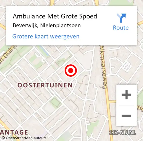 Locatie op kaart van de 112 melding: Ambulance Met Grote Spoed Naar Beverwijk, Nielenplantsoen op 17 maart 2022 08:45