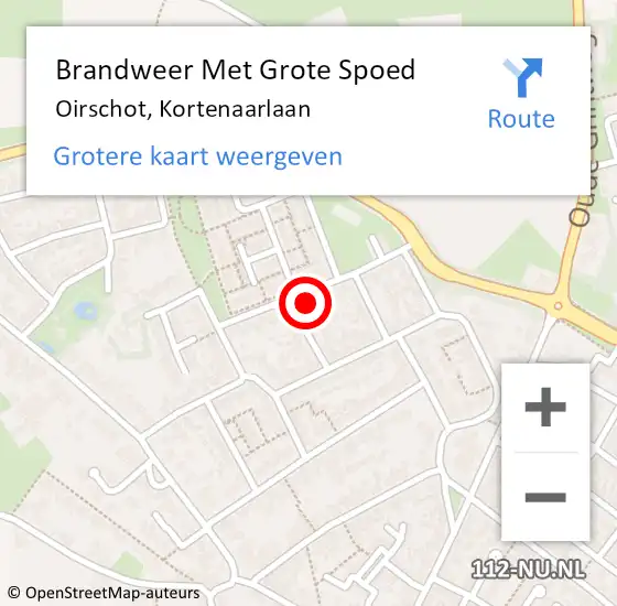 Locatie op kaart van de 112 melding: Brandweer Met Grote Spoed Naar Oirschot, Kortenaarlaan op 17 maart 2022 09:13