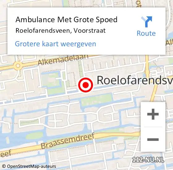 Locatie op kaart van de 112 melding: Ambulance Met Grote Spoed Naar Roelofarendsveen, Voorstraat op 7 oktober 2013 22:48