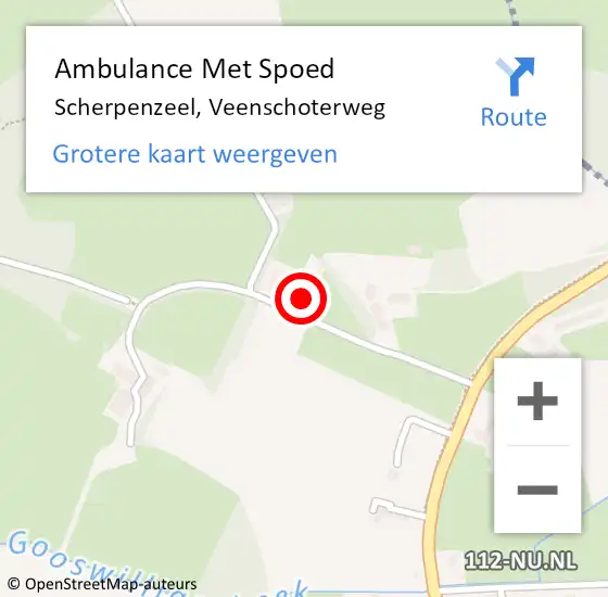 Locatie op kaart van de 112 melding: Ambulance Met Spoed Naar Scherpenzeel, Veenschoterweg op 17 maart 2022 09:21