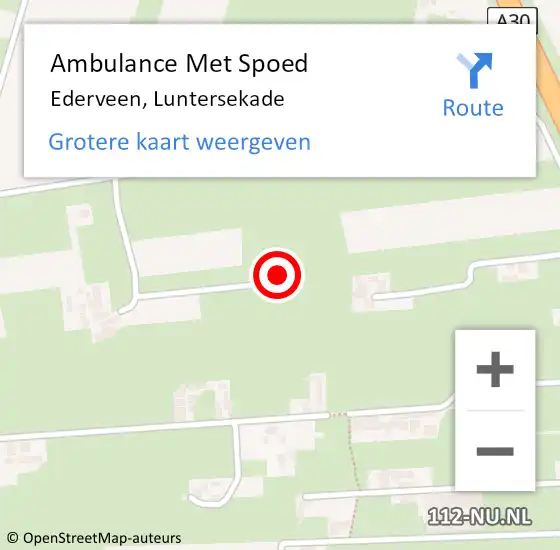 Locatie op kaart van de 112 melding: Ambulance Met Spoed Naar Ederveen, Luntersekade op 17 maart 2022 09:30