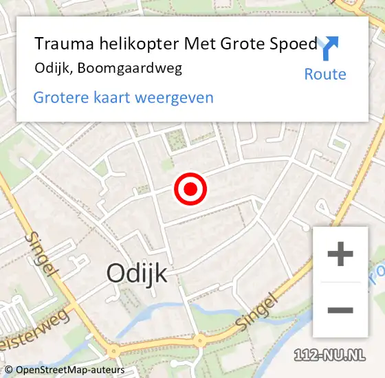 Locatie op kaart van de 112 melding: Trauma helikopter Met Grote Spoed Naar Odijk, Boomgaardweg op 17 maart 2022 09:50