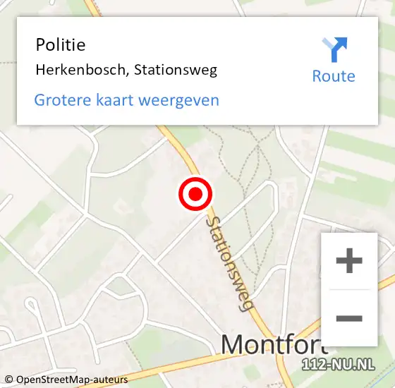 Locatie op kaart van de 112 melding: Politie Herkenbosch, Stationsweg op 17 maart 2022 10:05