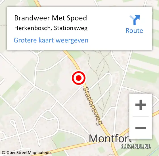 Locatie op kaart van de 112 melding: Brandweer Met Spoed Naar Herkenbosch, Stationsweg op 17 maart 2022 10:05
