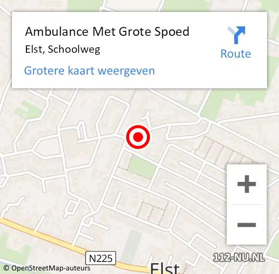 Locatie op kaart van de 112 melding: Ambulance Met Grote Spoed Naar Elst, Schoolweg op 17 maart 2022 10:12