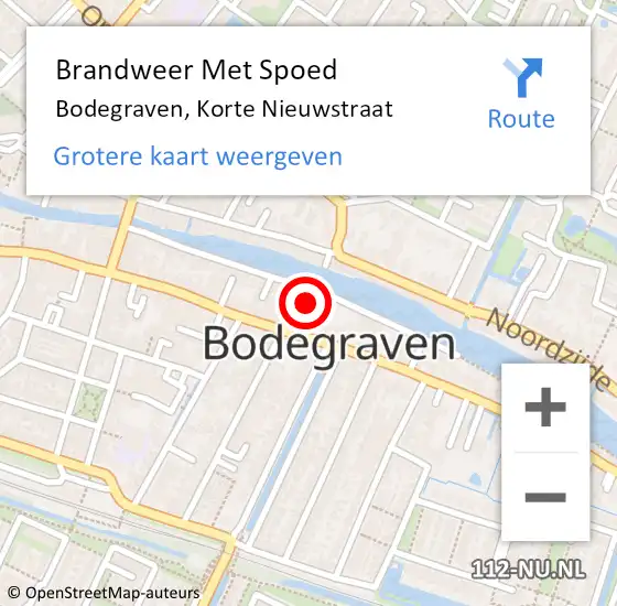 Locatie op kaart van de 112 melding: Brandweer Met Spoed Naar Bodegraven, Korte Nieuwstraat op 17 maart 2022 10:31