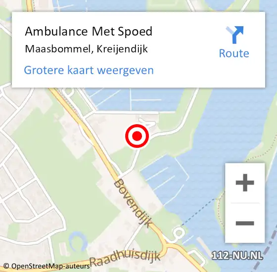 Locatie op kaart van de 112 melding: Ambulance Met Spoed Naar Maasbommel, Kreijendijk op 17 maart 2022 10:37