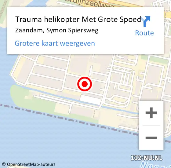 Locatie op kaart van de 112 melding: Trauma helikopter Met Grote Spoed Naar Zaandam, Symon Spiersweg op 17 maart 2022 10:38