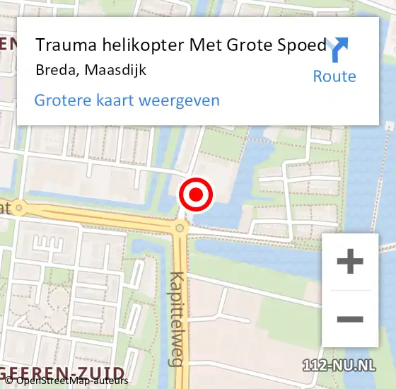 Locatie op kaart van de 112 melding: Trauma helikopter Met Grote Spoed Naar Breda, Maasdijk op 17 maart 2022 10:41