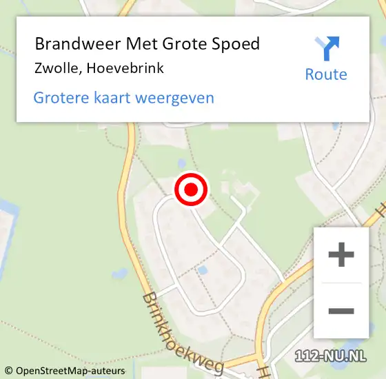 Locatie op kaart van de 112 melding: Brandweer Met Grote Spoed Naar Zwolle, Hoevebrink op 17 maart 2022 10:50