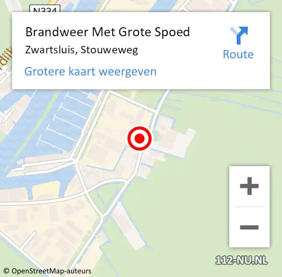 Locatie op kaart van de 112 melding: Brandweer Met Grote Spoed Naar Zwartsluis, Stouweweg op 17 maart 2022 10:51