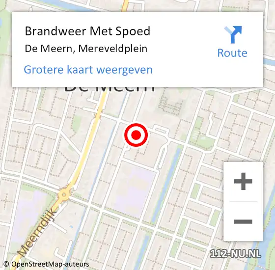 Locatie op kaart van de 112 melding: Brandweer Met Spoed Naar De Meern, Mereveldplein op 17 maart 2022 10:51