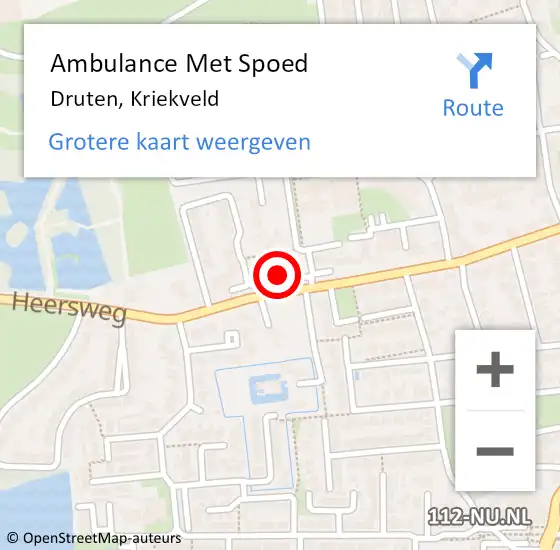 Locatie op kaart van de 112 melding: Ambulance Met Spoed Naar Druten, Kriekveld op 17 maart 2022 11:06