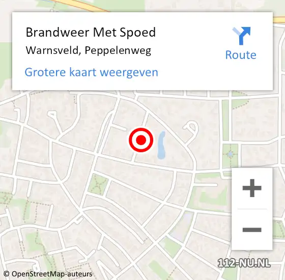 Locatie op kaart van de 112 melding: Brandweer Met Spoed Naar Warnsveld, Peppelenweg op 17 maart 2022 11:11