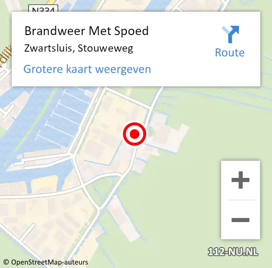 Locatie op kaart van de 112 melding: Brandweer Met Spoed Naar Zwartsluis, Stouweweg op 17 maart 2022 11:14