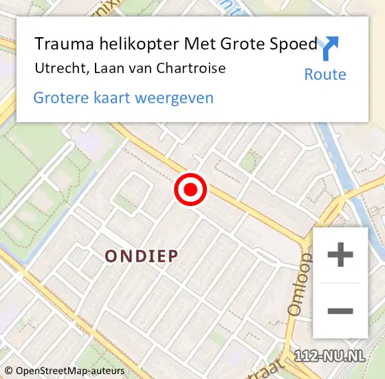 Locatie op kaart van de 112 melding: Trauma helikopter Met Grote Spoed Naar Utrecht, Laan van Chartroise op 17 maart 2022 11:16