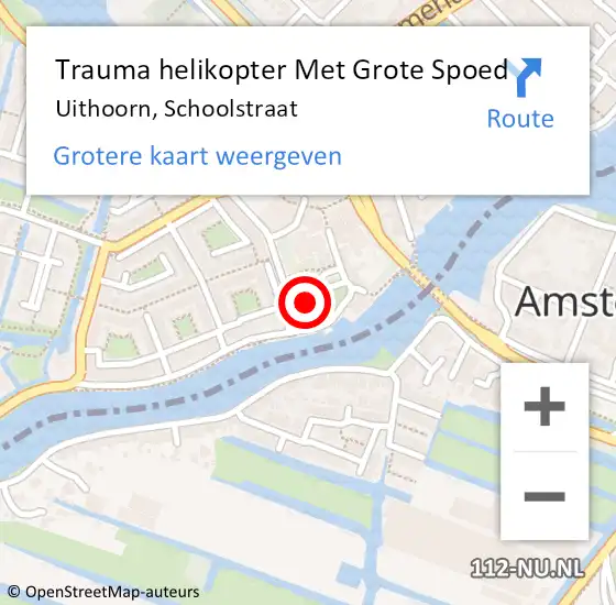 Locatie op kaart van de 112 melding: Trauma helikopter Met Grote Spoed Naar Uithoorn, Schoolstraat op 17 maart 2022 12:03