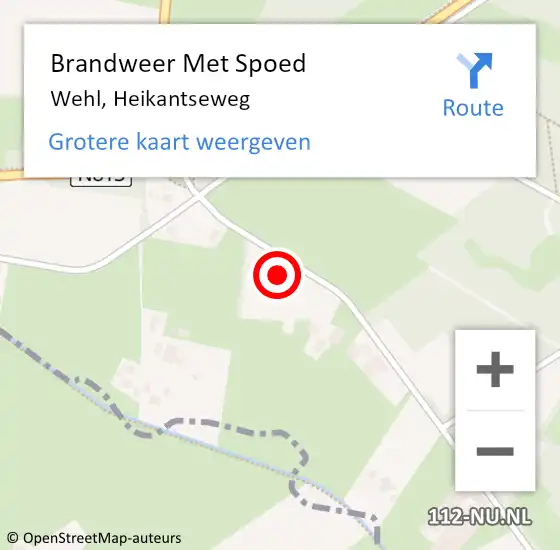 Locatie op kaart van de 112 melding: Brandweer Met Spoed Naar Wehl, Heikantseweg op 17 maart 2022 12:04