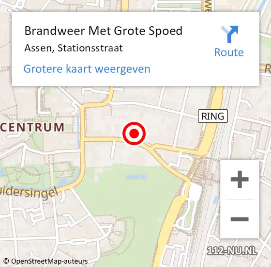 Locatie op kaart van de 112 melding: Brandweer Met Grote Spoed Naar Assen, Stationsstraat op 17 maart 2022 12:13