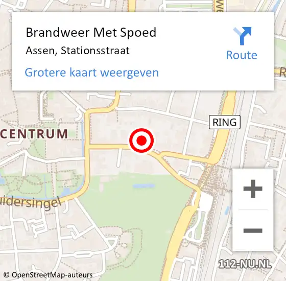 Locatie op kaart van de 112 melding: Brandweer Met Spoed Naar Assen, Stationsstraat op 17 maart 2022 12:33