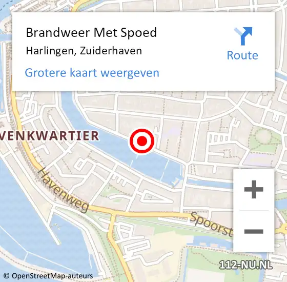 Locatie op kaart van de 112 melding: Brandweer Met Spoed Naar Harlingen, Zuiderhaven op 17 maart 2022 12:39
