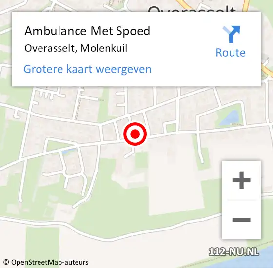 Locatie op kaart van de 112 melding: Ambulance Met Spoed Naar Overasselt, Molenkuil op 17 maart 2022 12:42