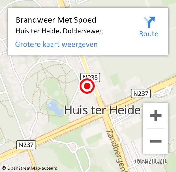Locatie op kaart van de 112 melding: Brandweer Met Spoed Naar Huis ter Heide, Dolderseweg op 17 maart 2022 12:47