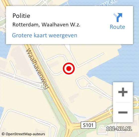 Locatie op kaart van de 112 melding: Politie Rotterdam, Waalhaven W.z. op 17 maart 2022 12:50