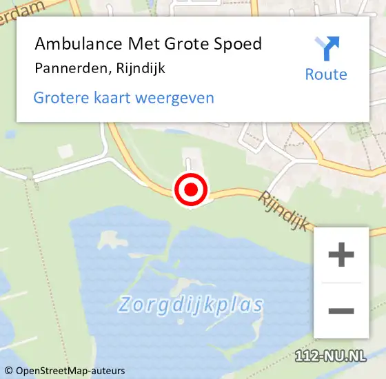 Locatie op kaart van de 112 melding: Ambulance Met Grote Spoed Naar Pannerden, Rijndijk op 17 maart 2022 12:57